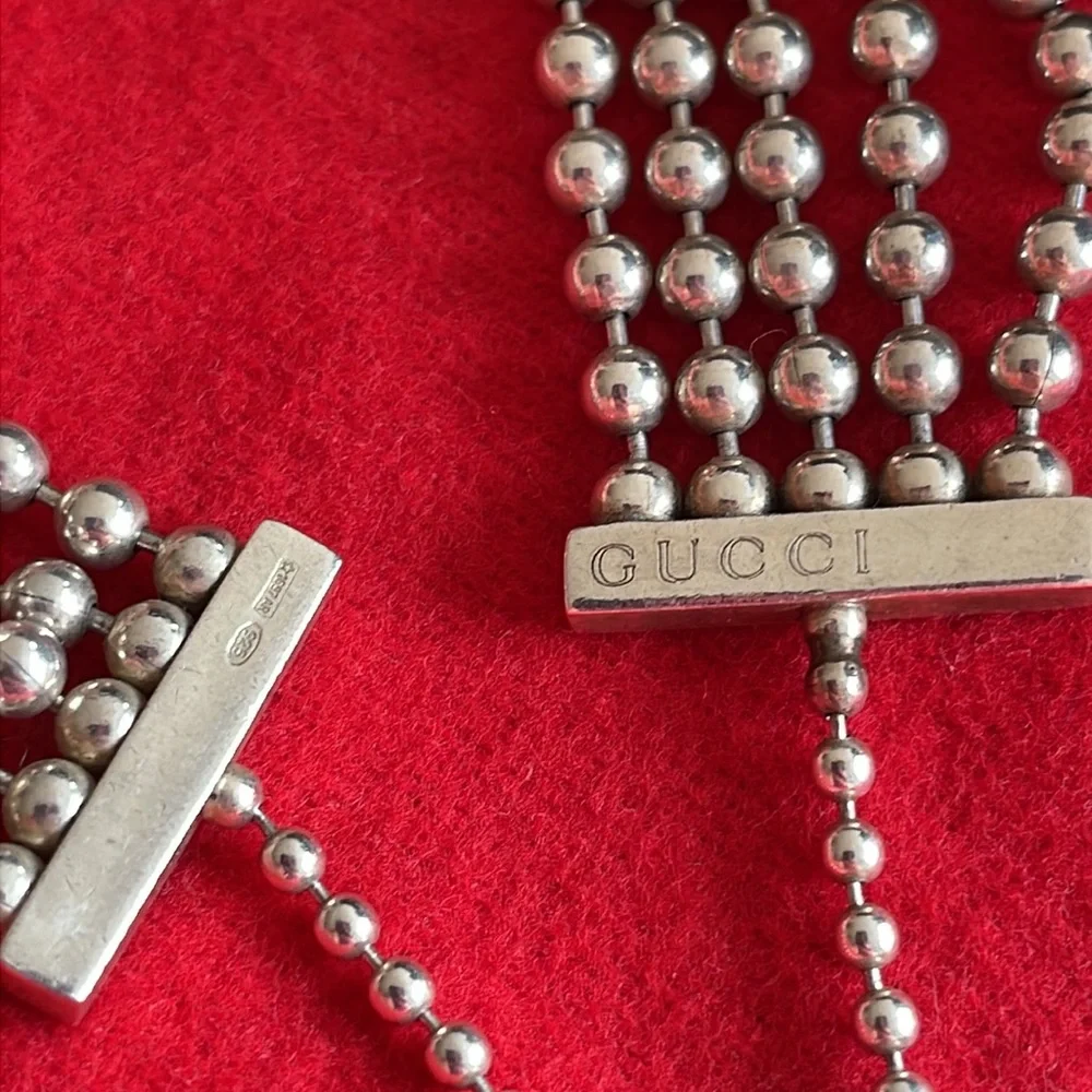 GUCCI Silver Interlocking Double G Station Bracelet - Picture 2 of 4